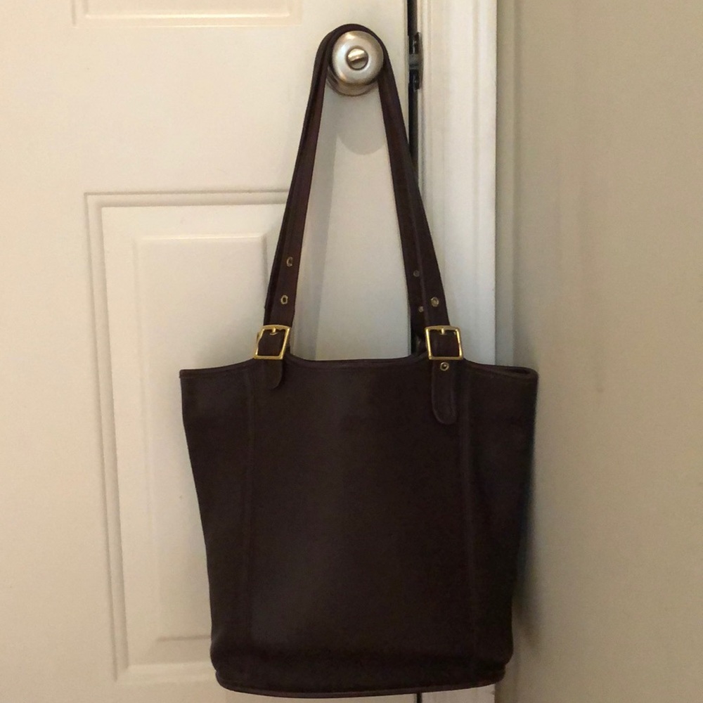 Coach brown leather tote bag